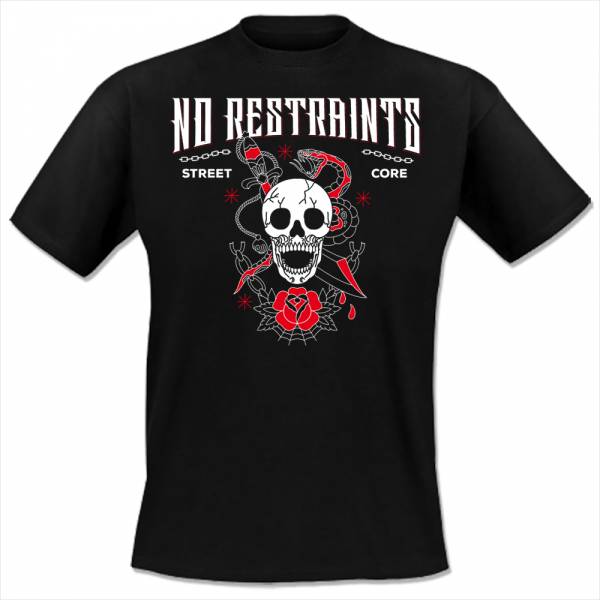No Restraints - Skull, T-Shirt schwarz