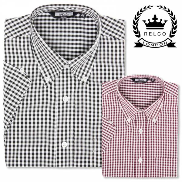 RELCO Clothing - Short Sleeve Checkered Gingham Shirt, versch. Größen