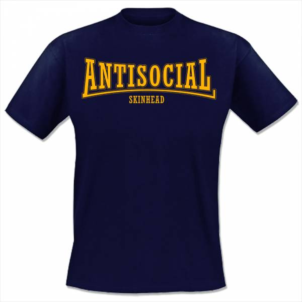 Antisocial - Skinhead, T-Shirt, verschiedene Farben (Gelber Druck)