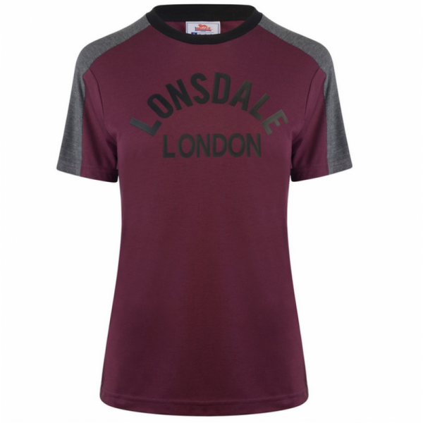 Lonsdale - Long Line Crew, Girly-Shirt BURGUNDY