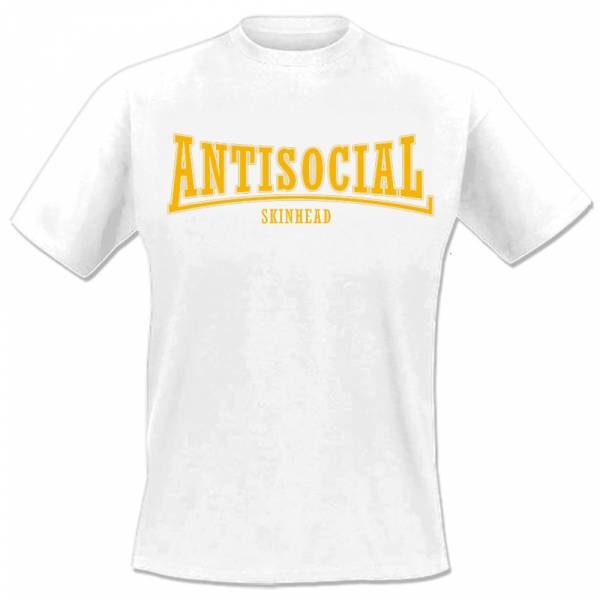Antisocial - Skinhead, T-Shirt, verschiedene Farben (Gelber Druck)